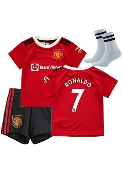 Manchester/united Cristiano Ronaldo 2022/23 Sezonu Çocuk Forması 3'lü Set (Kırmızı)