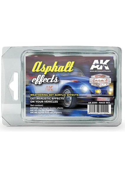 Ak 8090 3X35 Ml. Asfalt Yol Efekti, Ralli Serisi, Enamel Model Boyası Seti