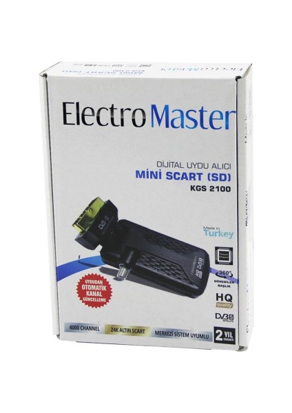 Mini Scart Sd Dijital Uydu Alıcısı 360° Gold Başlık Uydudan Otomatik Kanal Güncelleme KGS-2100 (5324)