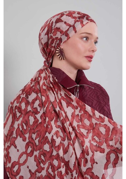 Kiremit Leopar Desen Vivian Şal