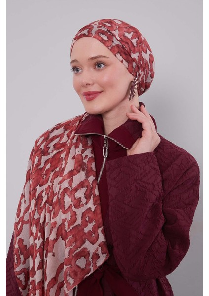 Kiremit Leopar Desen Vivian Şal fiyatları