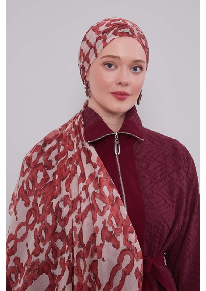 Kiremit Leopar Desen Vivian Şal modelleri