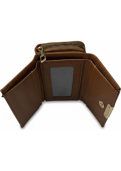 Orta Boy Soft Suni Deri Gold Renk Detaylı Kadın Cüzdan modelleri