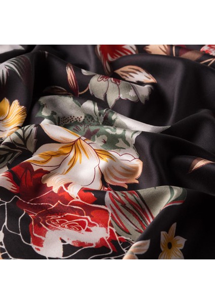 Ipekevi Desenli Ipek Şal - Çöl Gülü Desenli - Siyah Kırmızı fiyatları