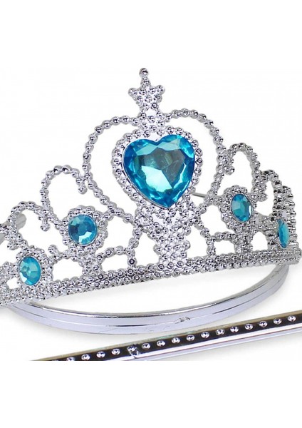 Karlar Ülkesi Mavi Kalpli Taşlı Elsa Tacı (5324)