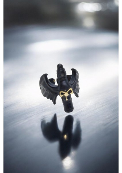 Mat Siyah Ayarlanabilir Yüzük Soyulmaz Kararmaz Motorcu Kurukafa Yüzük