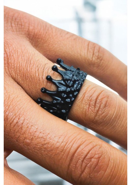 Mat Siyah Ayarlanabilir Yüzük Soyulmaz Kararmaz Motorcu Taç Yüzük fiyatları