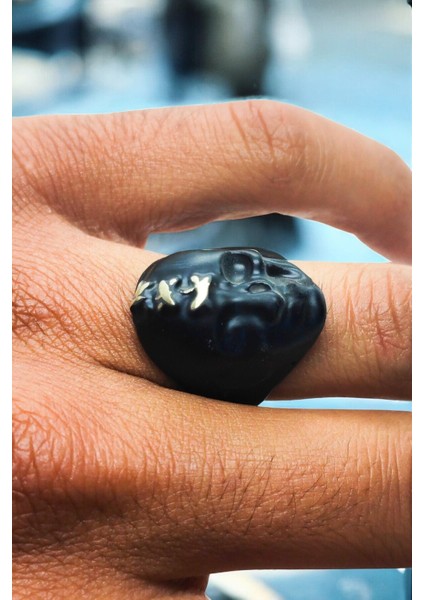 Mat Siyah Ayarlanabilir Yüzük Soyulmaz Kararmaz Motorcu Kurukafa Yüzük fiyatları