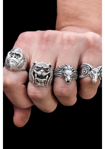 4 Adet 925 Ayar Gümüş Kaplama Ayarlanabilir El Yapımı Erkek Kadın Yüzük Seti