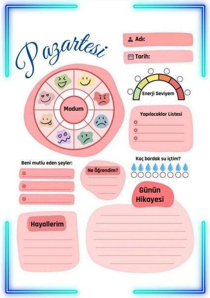 Öğrenci Plan Defteri Yaz-Sil (Günlük-Haftalık) modelleri