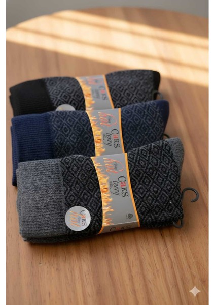 Havlu Yün Erkek Çorap Dikişsiz 3'lü Paket Asorti