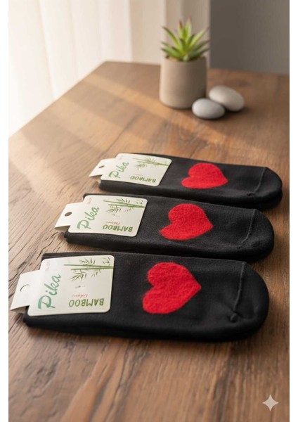 Havlu Patik Figür Desenli, Dikişsiz, Yıkamalı, 3 Çift Patik %80 Bambu