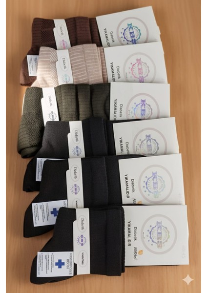 Modal Erkek Diyabetik Patik Orta Boy Çorap, Yıkamalı, 6'lı Asorti Paket fiyatları