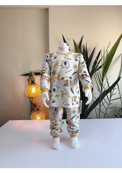 Kız-Erkek Bebek- Çocuk Pijama Takımı %100 Pamuk Uzun Kollu Yuvarlak Yaka Mevsimlik