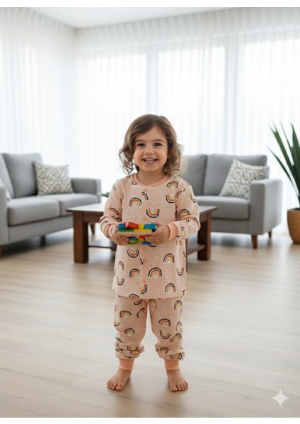 Kız-Erkek Bebek- Çocuk Pijama Takımı %100 Pamuk Uzun Kollu Önü Çıtçıtlı Mevsimlik