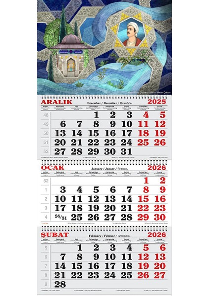 2026 Yılı Gemici Takvimi-Nasuhi Hasan Çolpan Çeşmesi ve Yunus Emre