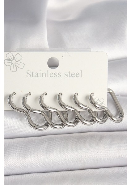 Bfs 316L Çelik Gümüş Renk Kalp Model Kadın Küpe Seti