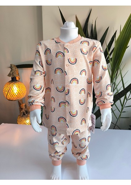 Kız-Erkek Bebek- Çocuk Pijama Takımı %100 Pamuk Uzun Kollu Önü Çıtçıtlı Mevsimlik fırsatları