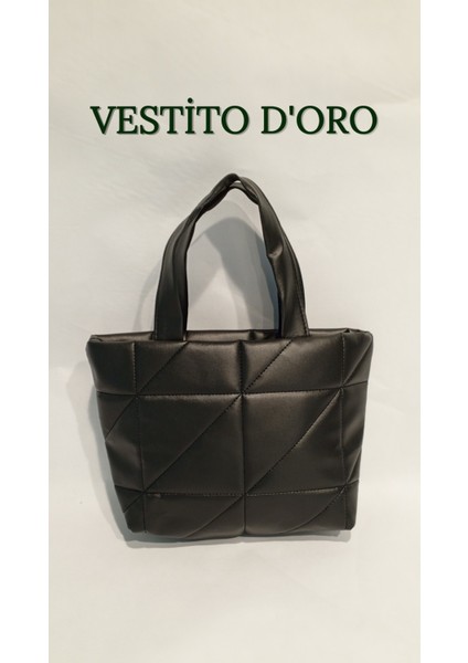 Kapitoneli Mini Tote Çanta - Vestito D'oro