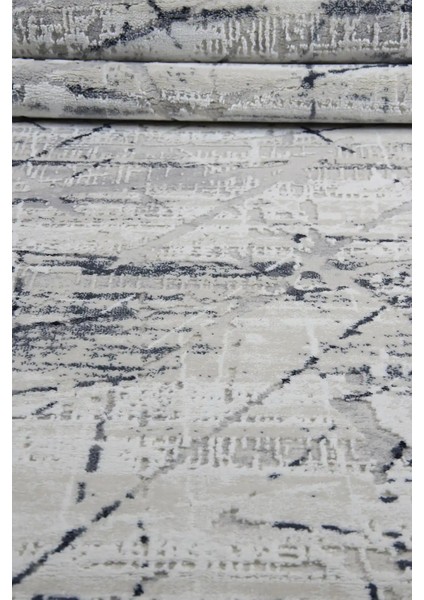 Lodi Modern Krem Mavi Çizgili Polyester Makine Halısı indirimleri