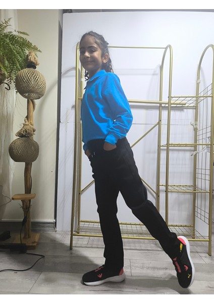 Çocuk Pantolon, Okul-Günlük Pamuk Saten Rahat, Beli Lastikli , Bağcıklı