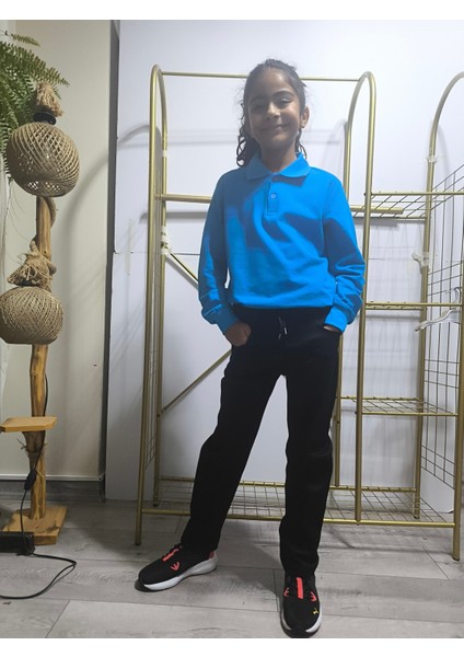 Çocuk Pantolon, Okul-Günlük Pamuk Saten Rahat, Beli Lastikli , Bağcıklı