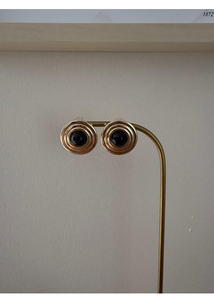 Vintage Yuvarlak Şerit Model Siyah Gold Çelik Küpe fiyatları