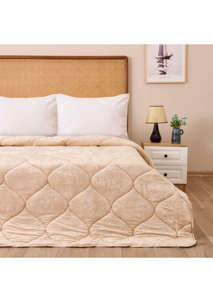 43182 Çift Kişilik Kadife Yorgan - Pudra - 195X215 cm