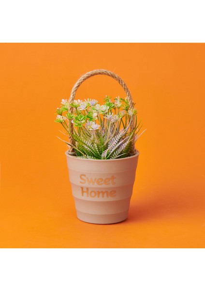 Dekor Ipli Saksılı Yapay Çiçek - Asorti - 11X18 cm