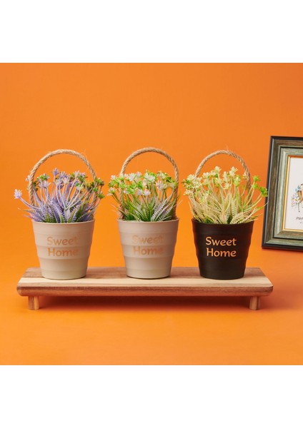 Dekor Ipli Saksılı Yapay Çiçek - Asorti - 11X18 cm fiyatları