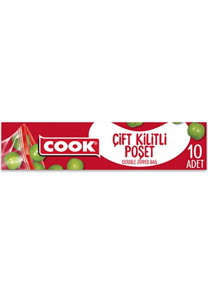 3 Adet Cook Kilitli Buzdolabı Poşeti 19X25 cm 10 Adet