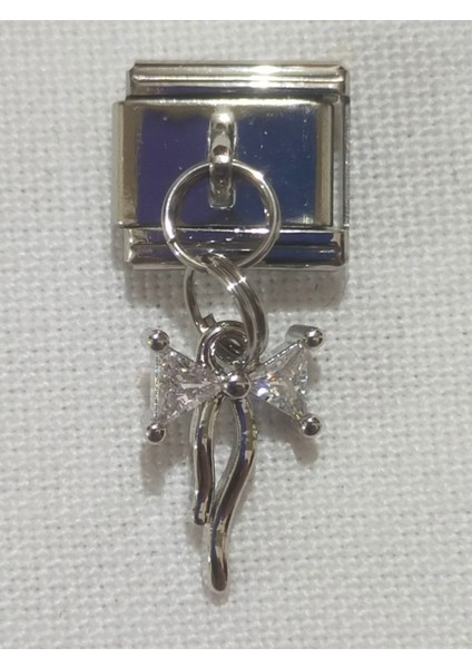 Fiyonk Kurdela Sallantılı Charm, Italyan Bileklik Uyumlu Paslanmaz Çelik