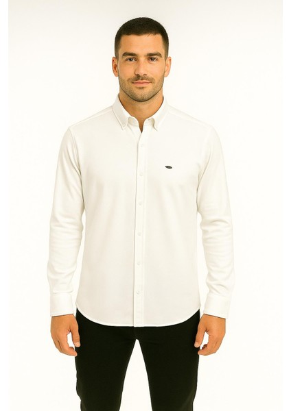 Cafes Uzun Kol Slim Fit Erkek Gömlek - 7433