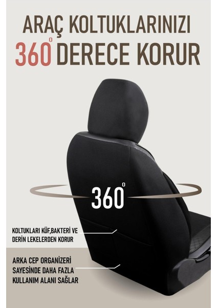 Peugeot 106 Uyumlu Yarı Deri Oto Koltuk Kılıfı Ön/arka Set Neta Seri Siyah fırsatları