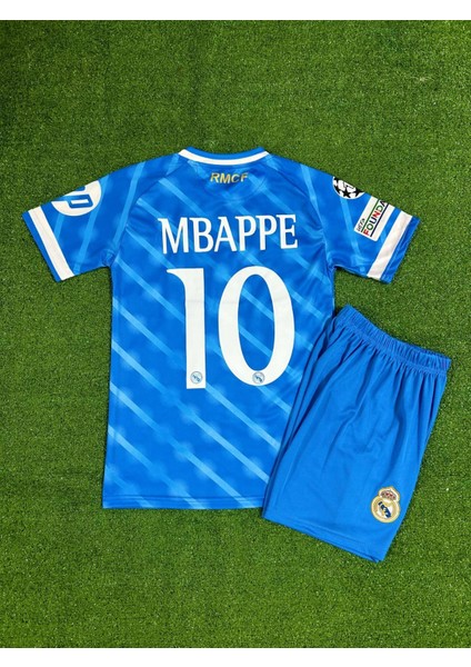 Real Madrid 2025/26 Yeni Sezon Kylian Mbappe Alternatif Çocuk Forması ( Blue)-10