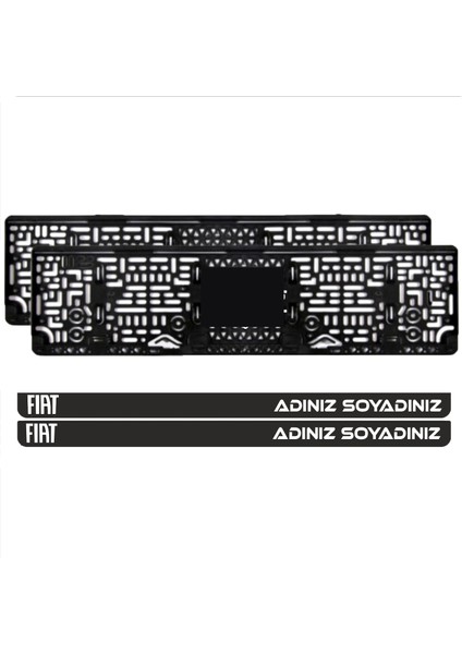 Fiat Uyumlu Kişiye Özel Isimli Parlak Siyah Lüks Pleksi Plakalık (2 Adet)
