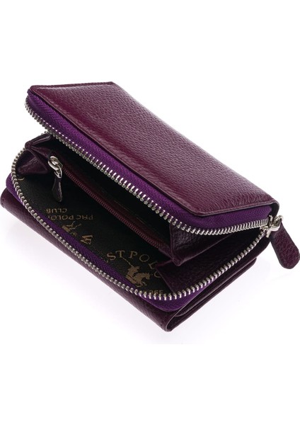 Saxa Kağıt Para ve Bol Kart Bölmeli Hakiki Deri Kadın Kartlık Cüzdan - Mürdüm modelleri