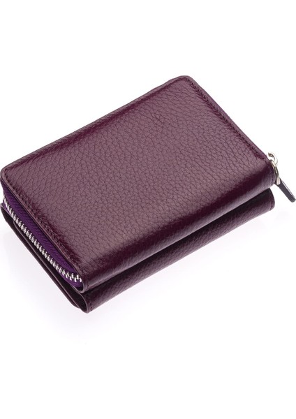 Saxa Kağıt Para ve Bol Kart Bölmeli Hakiki Deri Kadın Kartlık Cüzdan - Mürdüm indirimleri