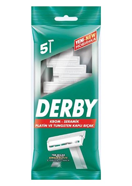 2 Adet Derby Tek Bıçaklı 5li Poşet Tıraş Bıcagı