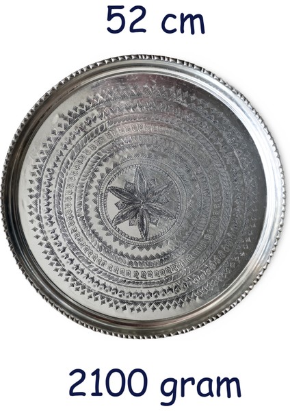 52 cm El Işlemeli Otantik Desenli Kalın Urfa Bakır Tepsi - KALAYLI-TPS447