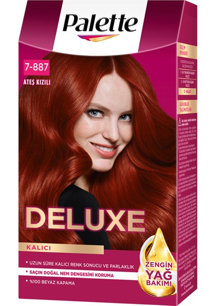 Deluxe Yoğun Renkler Saç Boyası Ateş Kızılı 7-887 3 Adet