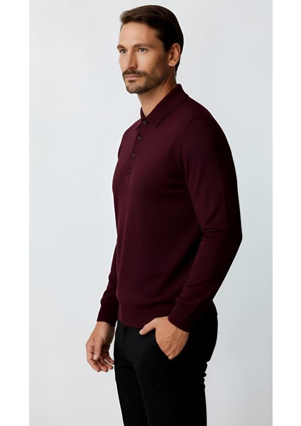 Mürdüm Standart Fit Dar Kalıp Polo Yaka Düz Uzun Kollu Triko fiyatları