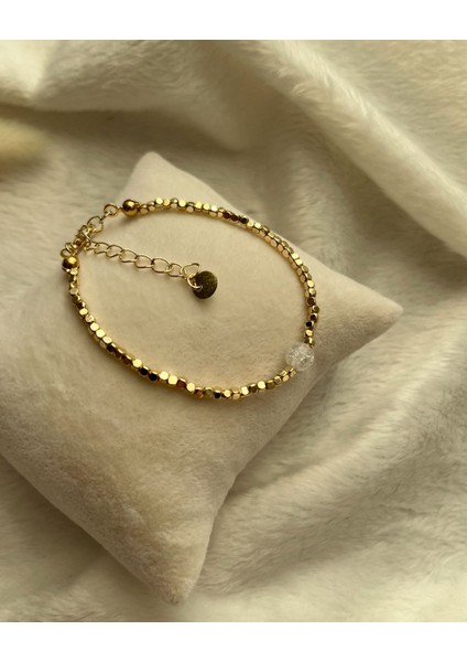 Necef Taşı Altın Kaplama Küp Dorika Bileklik