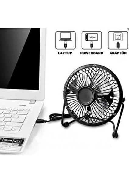 Masaüstü Metal Vantilatör USB ile Çalışan Mini Fan 20W Ayarlanabilir Hız