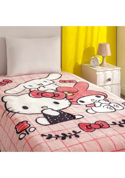 Lisanslı Tek Kişilik Çocuk Battaniye (160X220)-HELLO Kitty Friends Pembe fiyatları