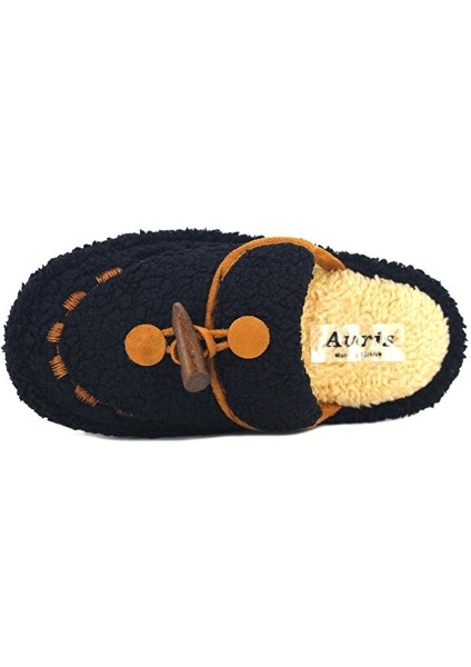 Kadın Kışlık Düğmeli Içi Havlulu Rahat Kaymaz Tüylü Ev Terliği(Dar Kalıp)