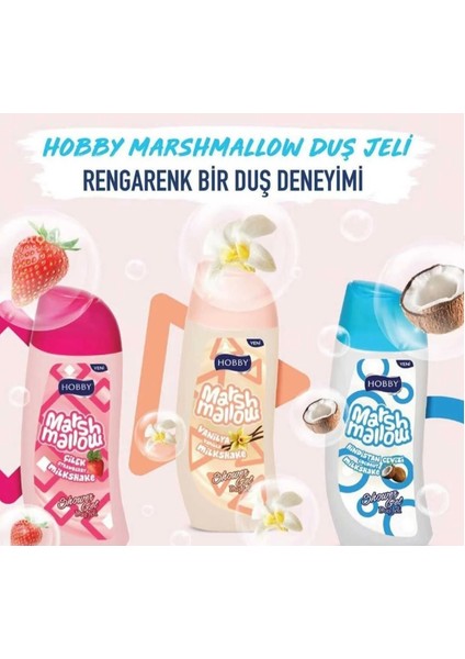 Marshmallow Duş Jeli 3 Çeşit Çilek, Vanilya , Hindistan Cevizi