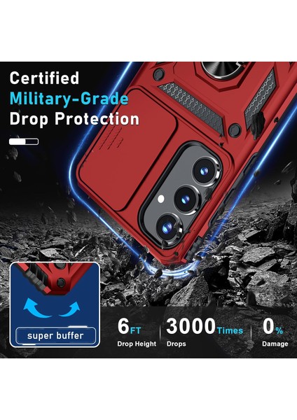 Samsung Galaxy A25 Uyumlu Ekran Koruyucu Kılıf Sürgülü Yüzüklü Standlı Darbe Emici Tank Kapak indirimleri