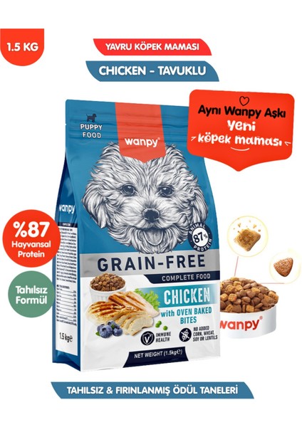 Tahılsız Tavuklu Yavru Köpek Maması Yüksek Dengeli 1,5 kg