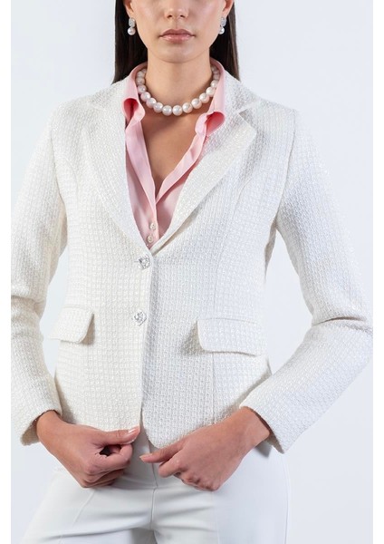 Saldana Klasik Yaka Cep Kapaklı Ceket Krem modelleri